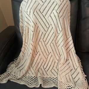 100% Acrylic Cream Chevron Knit Pullover Shawl | One Size Fits Most | Women